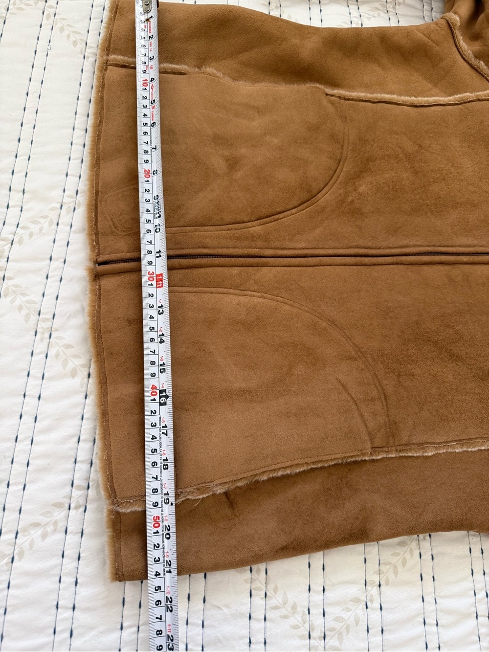 Vintage AEROS Faux Suede Sherpa Hooded Jacket Brown Y2K Large - Picture 12 of 13